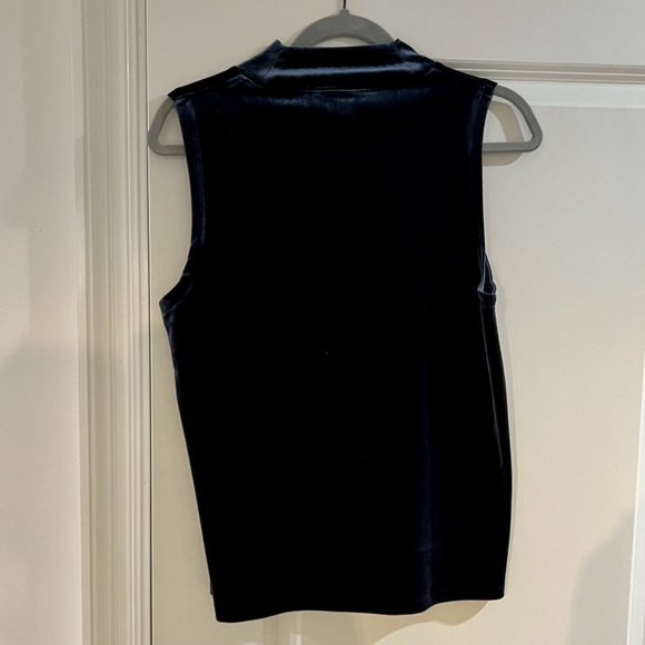 J. Crew Blue Velvet Mock Neck Top - Picture 6 of 7